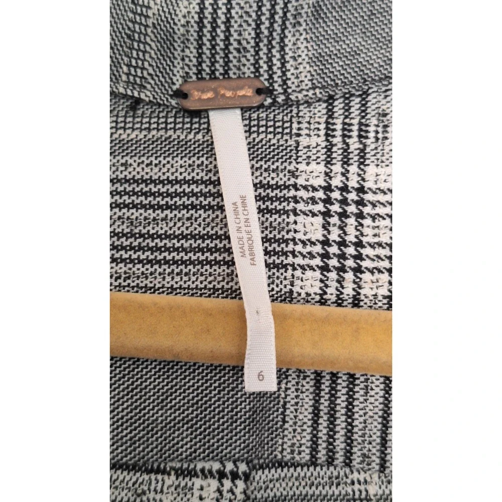 Free People Grey Glen Plaid Blazer Mini Dress Long‎ Sleeve Empire Waist Size 6